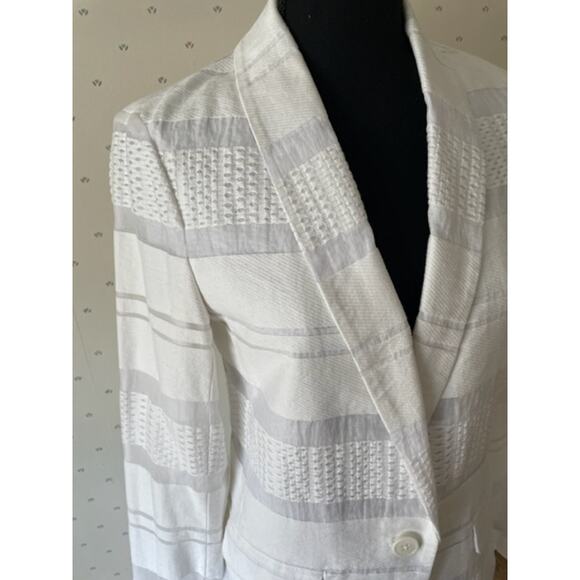 A|X ARMANI EXCHANGE White Cotton Blazer Size 6 - Picture 3 of 10